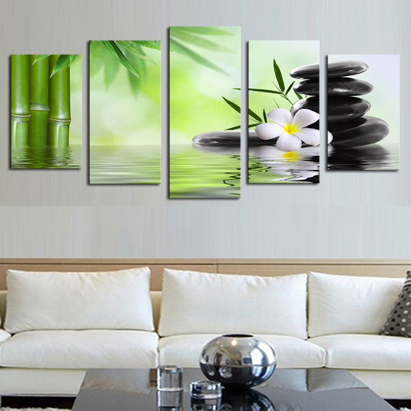 Bamboo Stone Scenery - 5 Piece Panel Art - BigWallPrints.com - 1