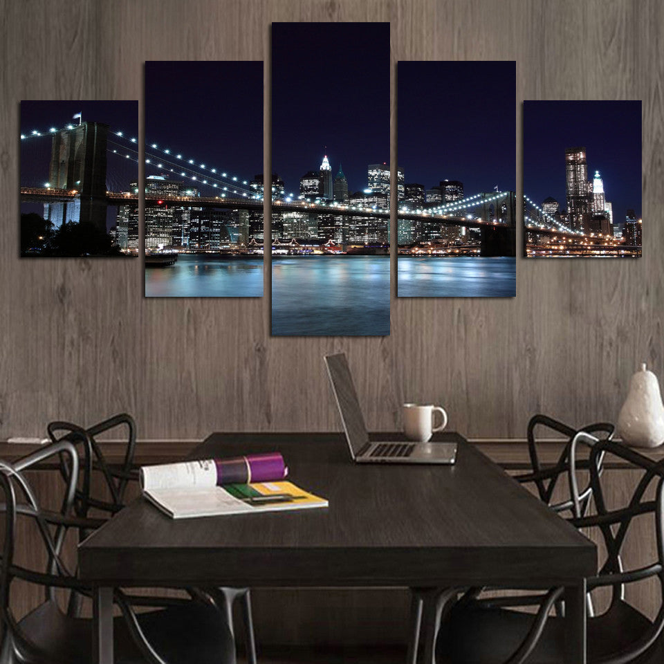 New York City Skyline - 5 Piece Panel Art - BigWallPrints.com - 1