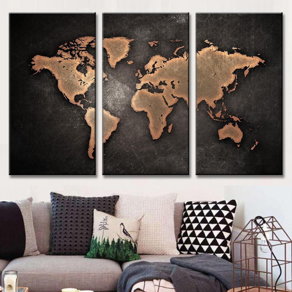 World Map in Black and Brown