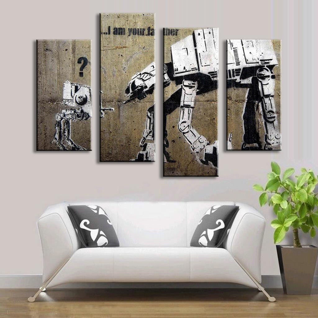 "I Am Your Father" Banksy 4 Piece Panel Art