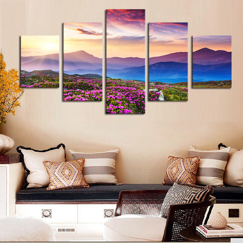 Mountainview Sunset- 5 Piece Panel Art - BigWallPrints.com - 1