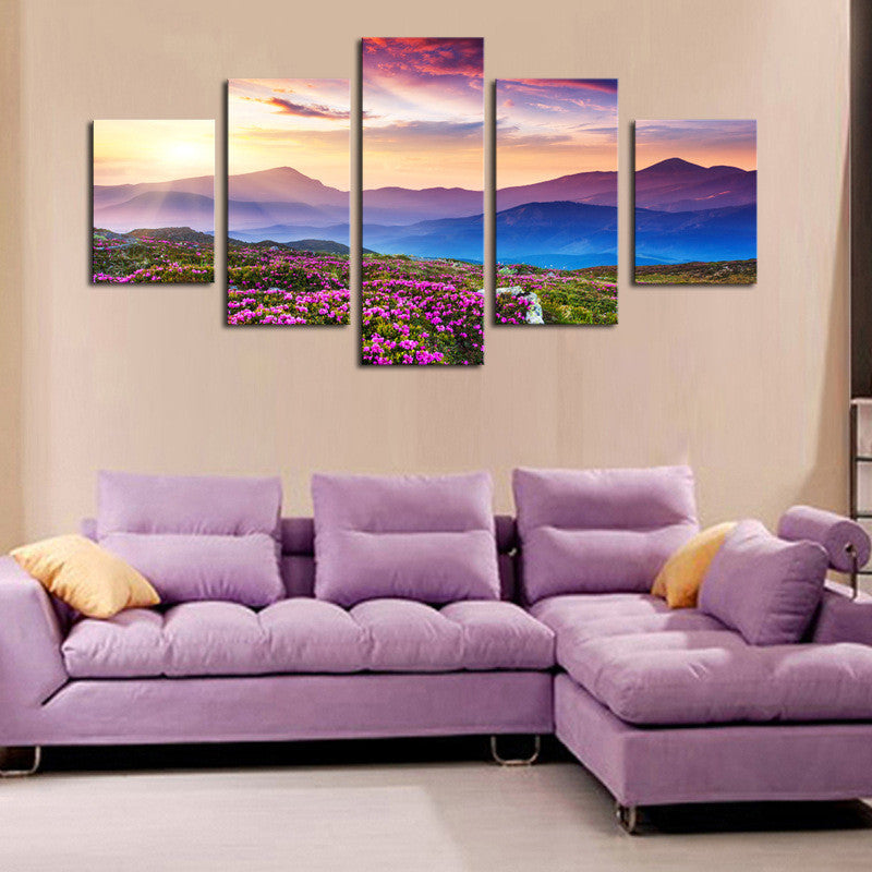 Mountainview Sunset- 5 Piece Panel Art - BigWallPrints.com - 2