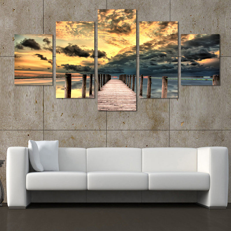 Dock and Seascape - 5 Piece Panel Art - BigWallPrints.com - 2