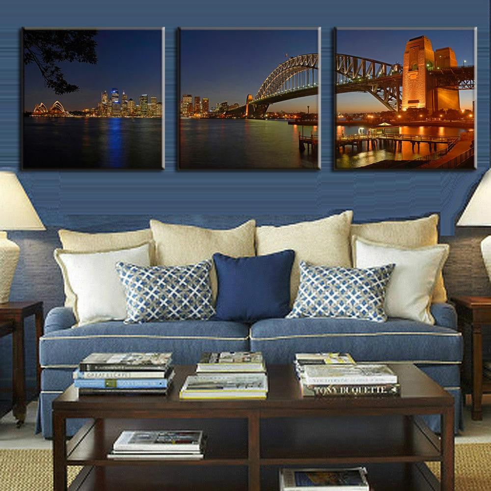 Sydney Harbour Bridge - 3 Piece Panel Art - BigWallPrints.com