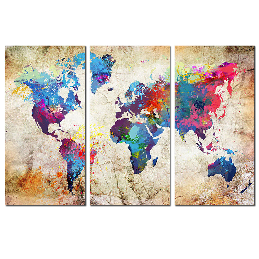 World Map in Paint Spatter