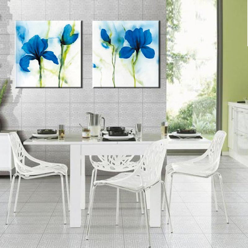 Blue Flower, Abstract Accents - 2 Piece