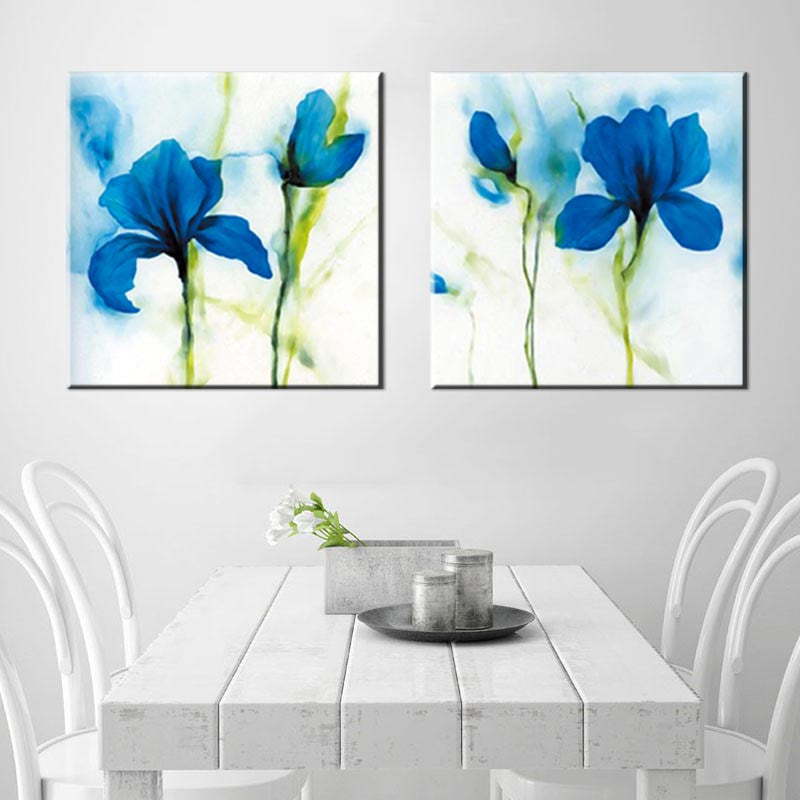 Blue Flower, Abstract Accents - 2 Piece