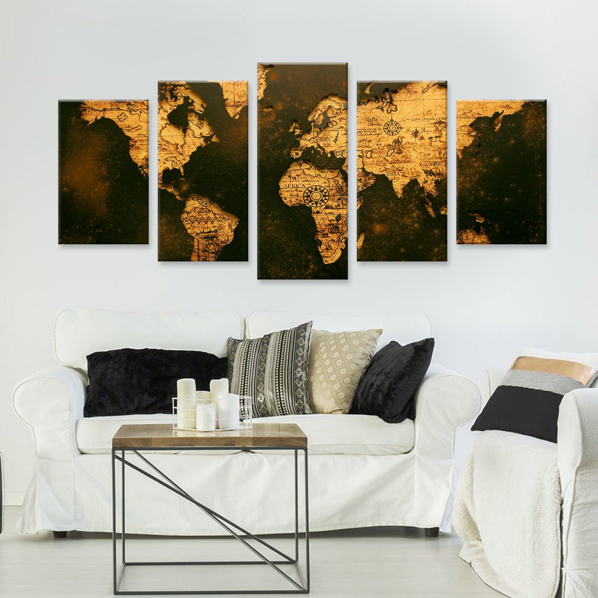 World Map in Black and Gold