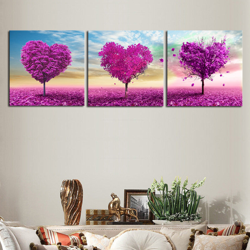 Purple Heart Trees - 3 Piece Panel Art - BigWallPrints.com - 3