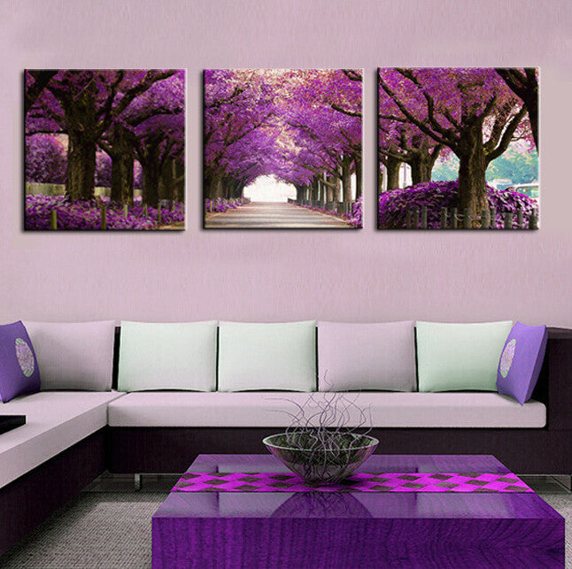 Purple Tree Path - 3 Piece Panel Art - BigWallPrints.com - 1