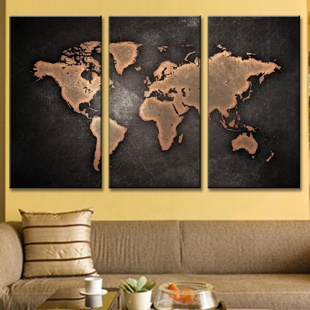 World Map in Black and Brown