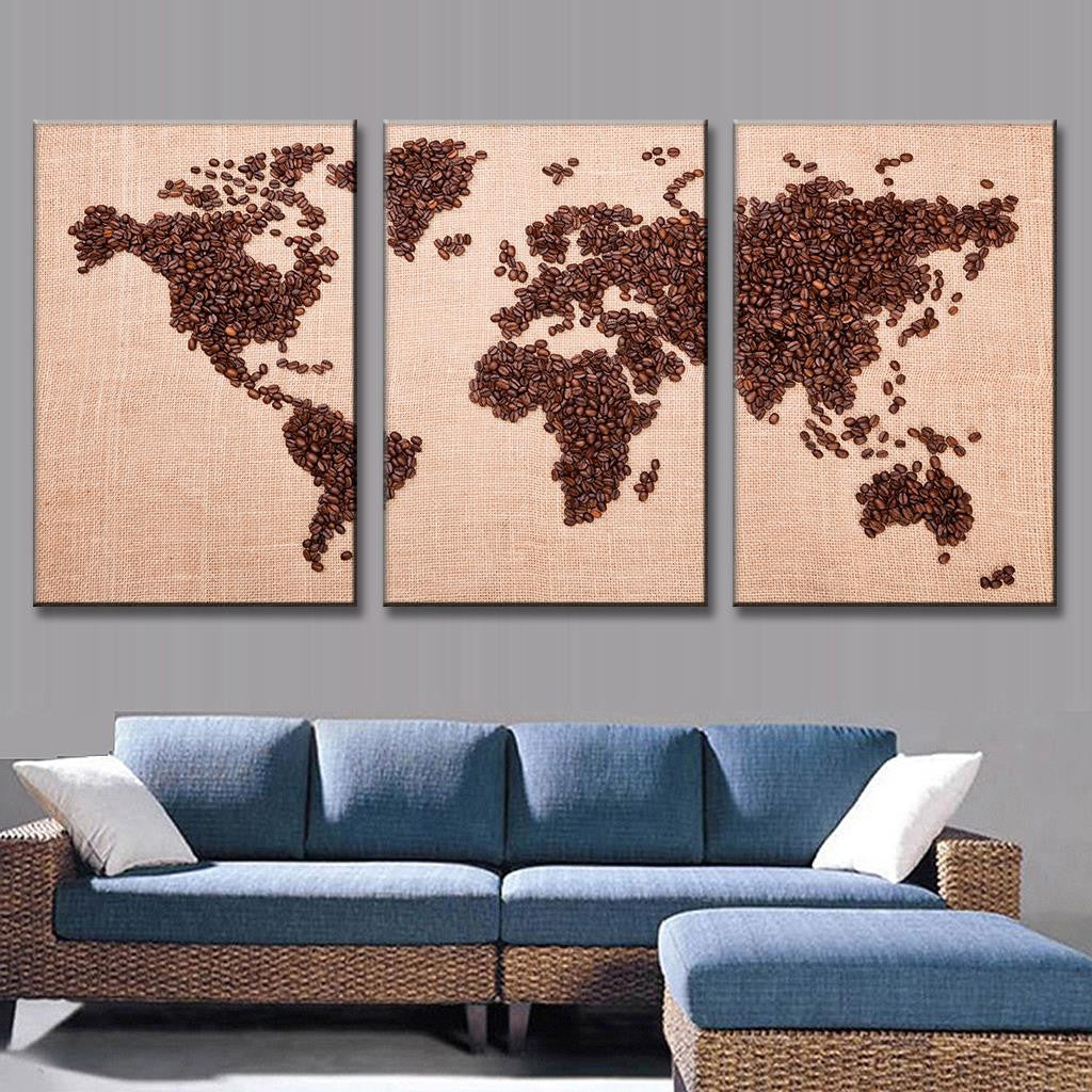 World Map in Coffee Beans
