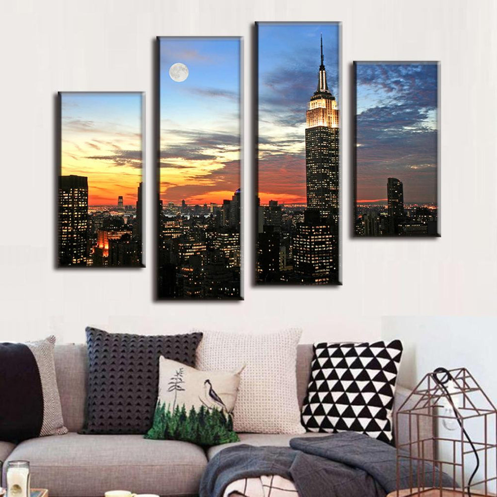 New York Moon and Sunset – BigWallPrints.com