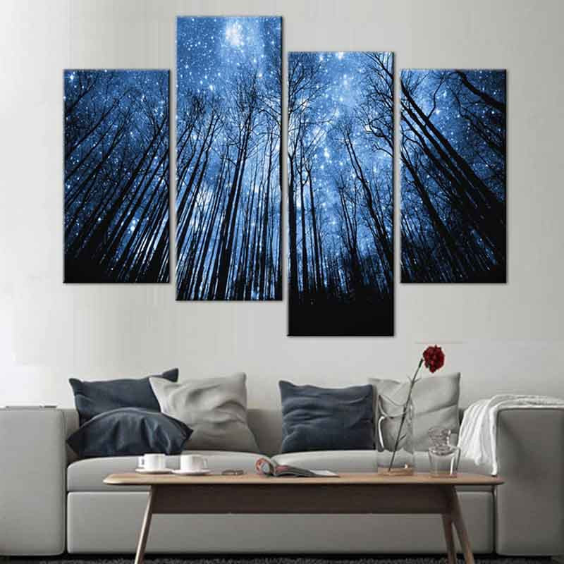 Blue Forest with Starry Sky