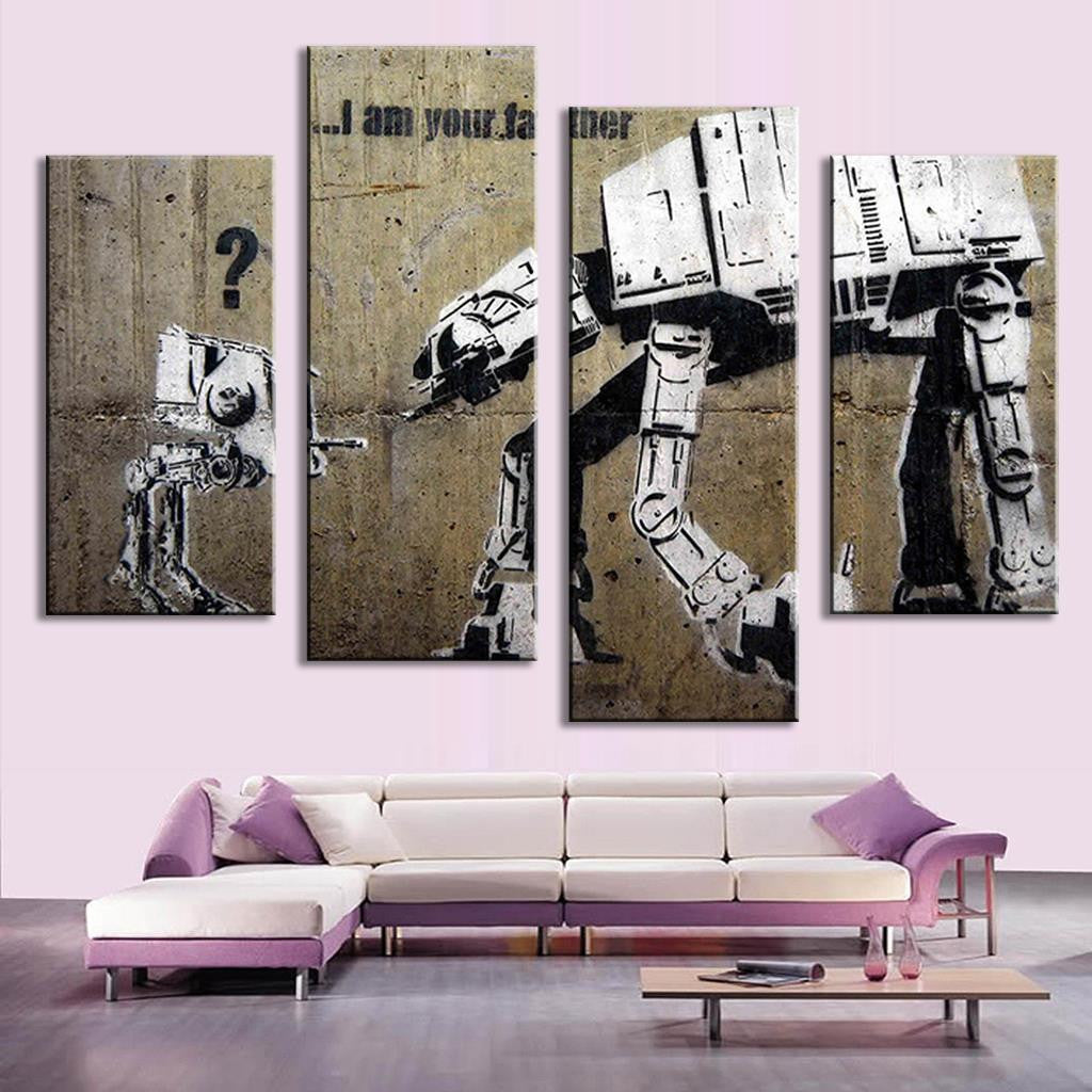 "I Am Your Father" Banksy 4 Piece Panel Art